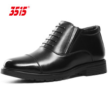 3515强人新品三接头皮鞋男冬羊毛加绒防寒保暖商务正装高帮皮棉鞋