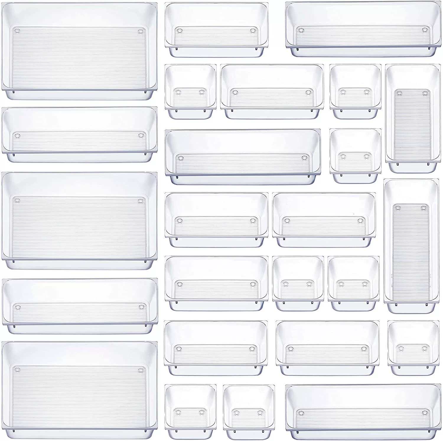 Storage Box Set — Transparent Plastic Organizer for Dressing Table, Multi‑size Modular Containers