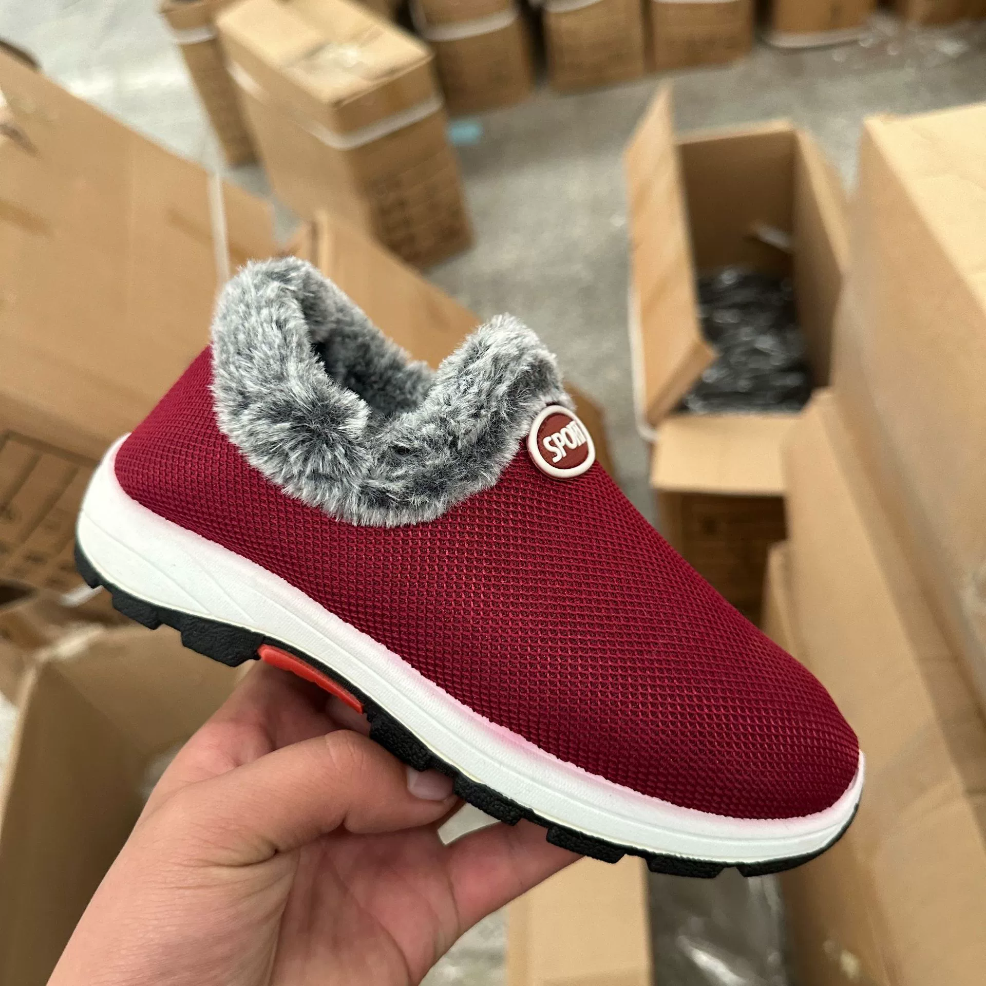 Зимние обувь на вспененной стельке Slip-On для мам, теплые обувь для прогулок внутри и снаружи, Розовый/Чёрный, размеры 36-40