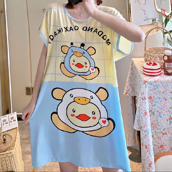 Ventas directas de la fábrica una variedad de pijamas camisón de las mujeres Vestido de manga corta suelta de dibujos animados de verano transfronterizo Comercio exterior al por mayor Sudeste de Asia