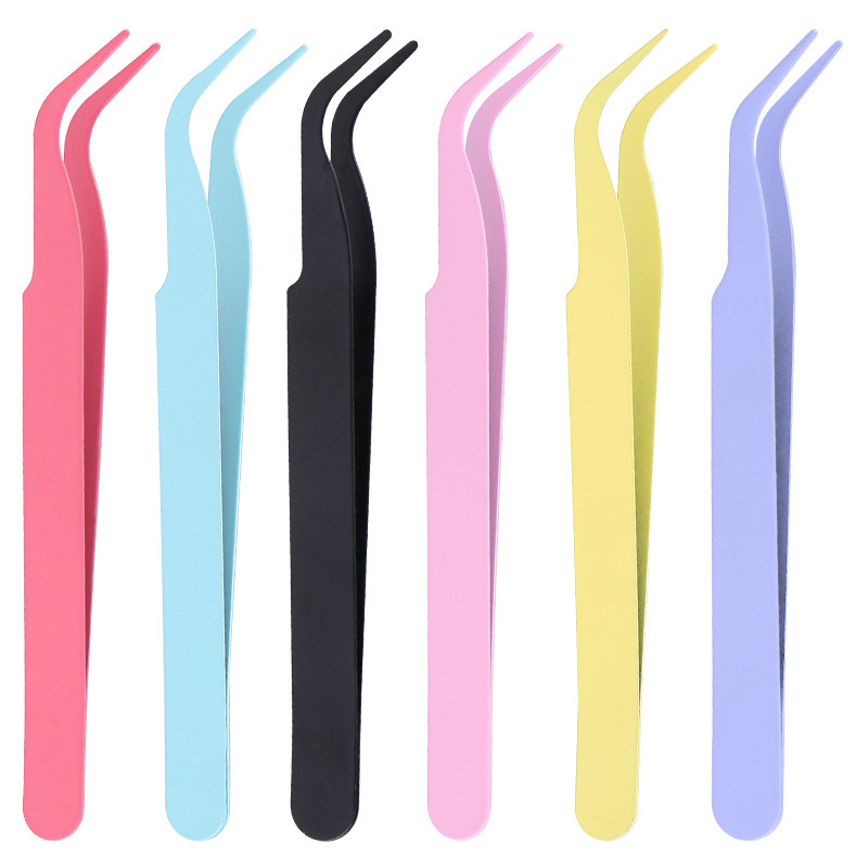 Tweezers for Nail Art and Eyelashes, Mini Colorful Journal Clips, Straight and Curved DIY Tools