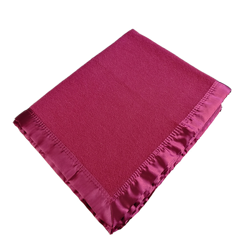 加工定制纯羊毛大尺寸双人盖毯膝盖毯欧式纯色素色包边披毯