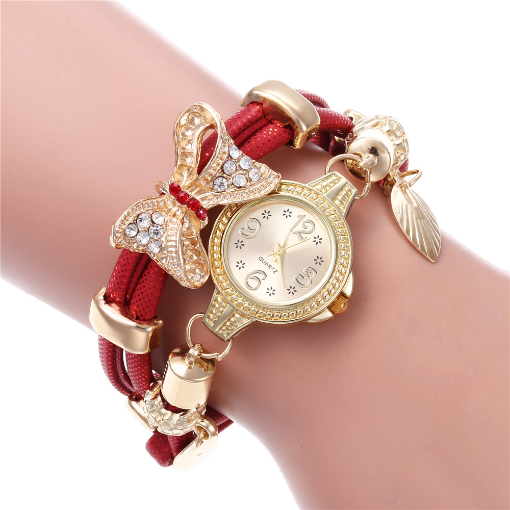 Elegant Sweet Leaf Bow Knot Women's Watch display picture 4