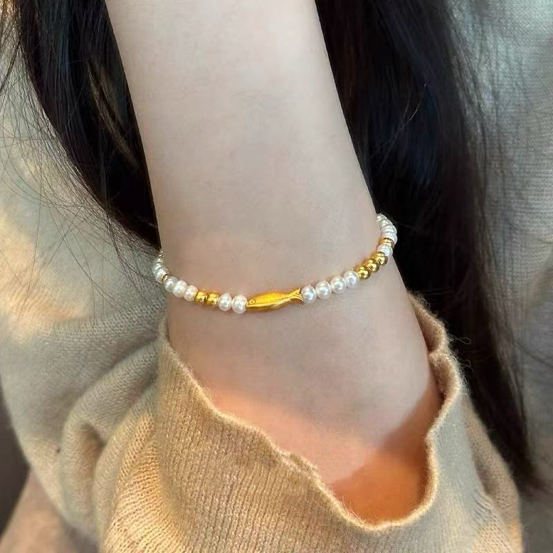 韩国百搭珍珠手链女ins风小众高级感碎银子情侣手链手饰品批发|undefined