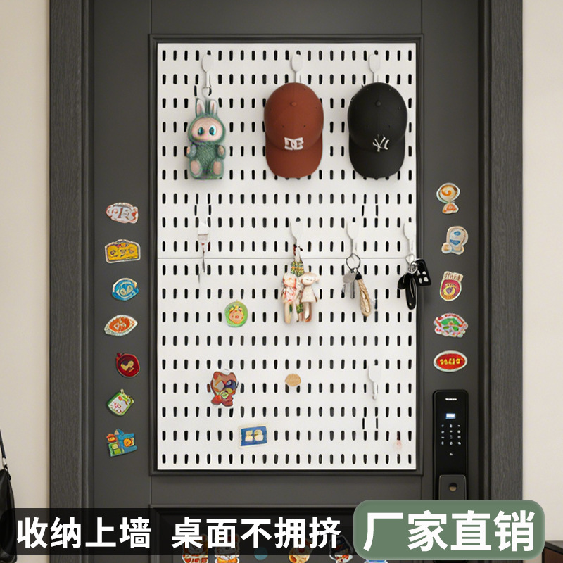 No-Drill Perforated Plastic Pegboard for Behind the Door, Custom-Made for Entryway Hat and Key Storage, Decorative Wall Panel for the Entrance Door No-Drill Perforated Plastic Pegboard for Behind the Door, Custom-Made for Entryway Hat and Key Storage, Decorative Wall Panel for the Entrance Door