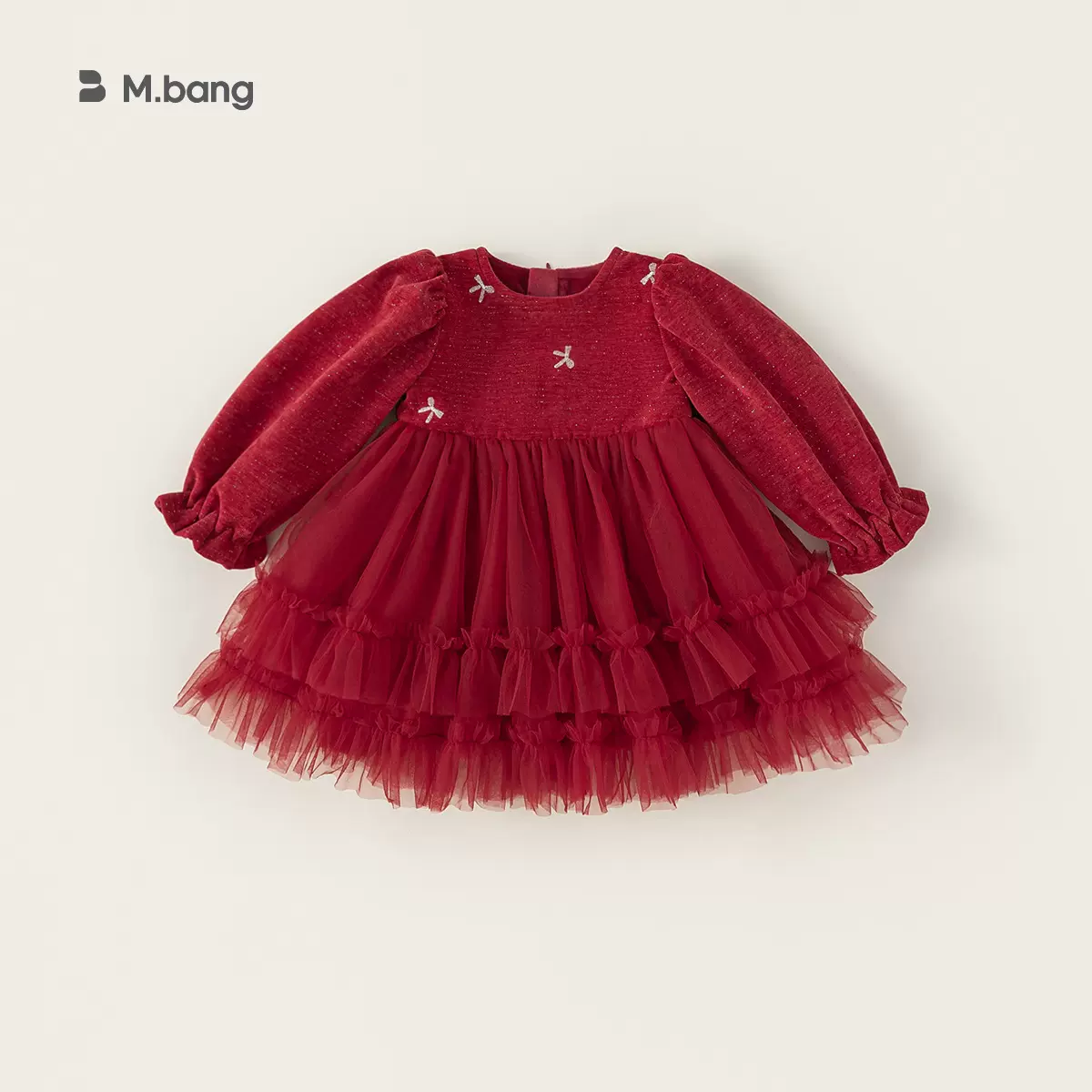 宥宝童装秋冬季女童网纱连衣裙小女孩公主裙圣诞新年红色儿童裙子