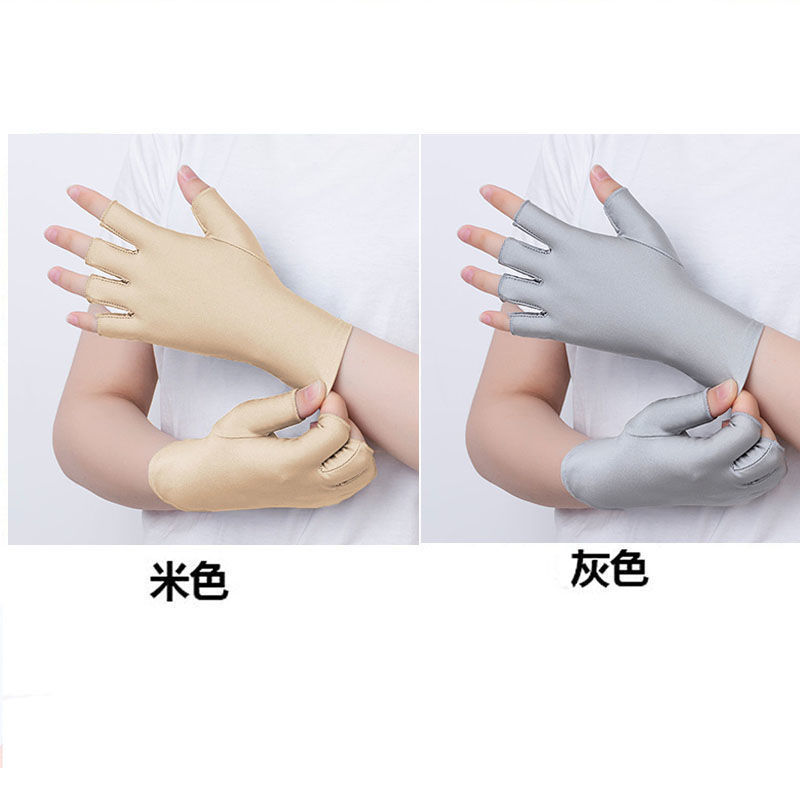 [Pelo de la generación] guantes de medio dedo para mujer verano protección solar delgada primavera y otoño conducción pesca manicura guantes de recolección de té