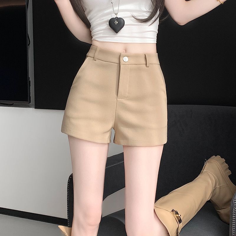 Khaki Shorts for Women, New Spring and Summer Style, High-Waisted, Slimming, Casual, Trendy, Petite A-Line Versatile Hot Pants Khaki Shorts for Women, New Spring and Summer Style, High-Waisted, Slimming, Casual, Trendy, Petite A-Line Versatile Hot Pants