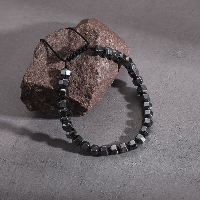 250g Weight Hematite Pendant Material Drawstring Bracelets Classification rope, Hematite Chain Material Beaded Chain, Woven Chain Chain Type Daily, Street Occasion black gallstone Material Geometric Pattern All Seasons Season Men's Gender Streetwear Style Streetwear Geometric Black Gallstone Men's Drawstring Bracelets Men Beaded Bracelets 4