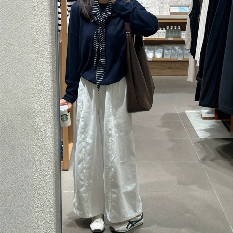 Nine-Point Wide-Leg Pants for Women, High-Waisted, Suitable for Petite Figures, Pear-Shaped Body, Straight Cut, Slimming, Loose, Drapey, Casual Wide-Leg Pants Nine-Point Wide-Leg Pants for Women, High-Waisted, Suitable for Petite Figures, Pear-Shaped Body, Straight Cut, Slimming, Loose, Drapey, Casual Wide-Leg Pants