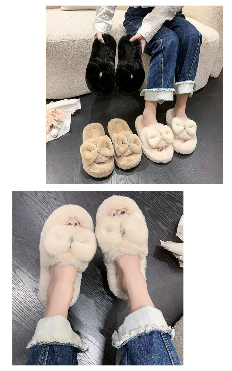 Pantoufles en fourrure pour vêtements d'extérieur pour femmes, pantoufles d'automne et d'hiver à semelles épaisses, en peluche, confortables, en coton, à une ligne, nouvelle collection 2023_voghion.com