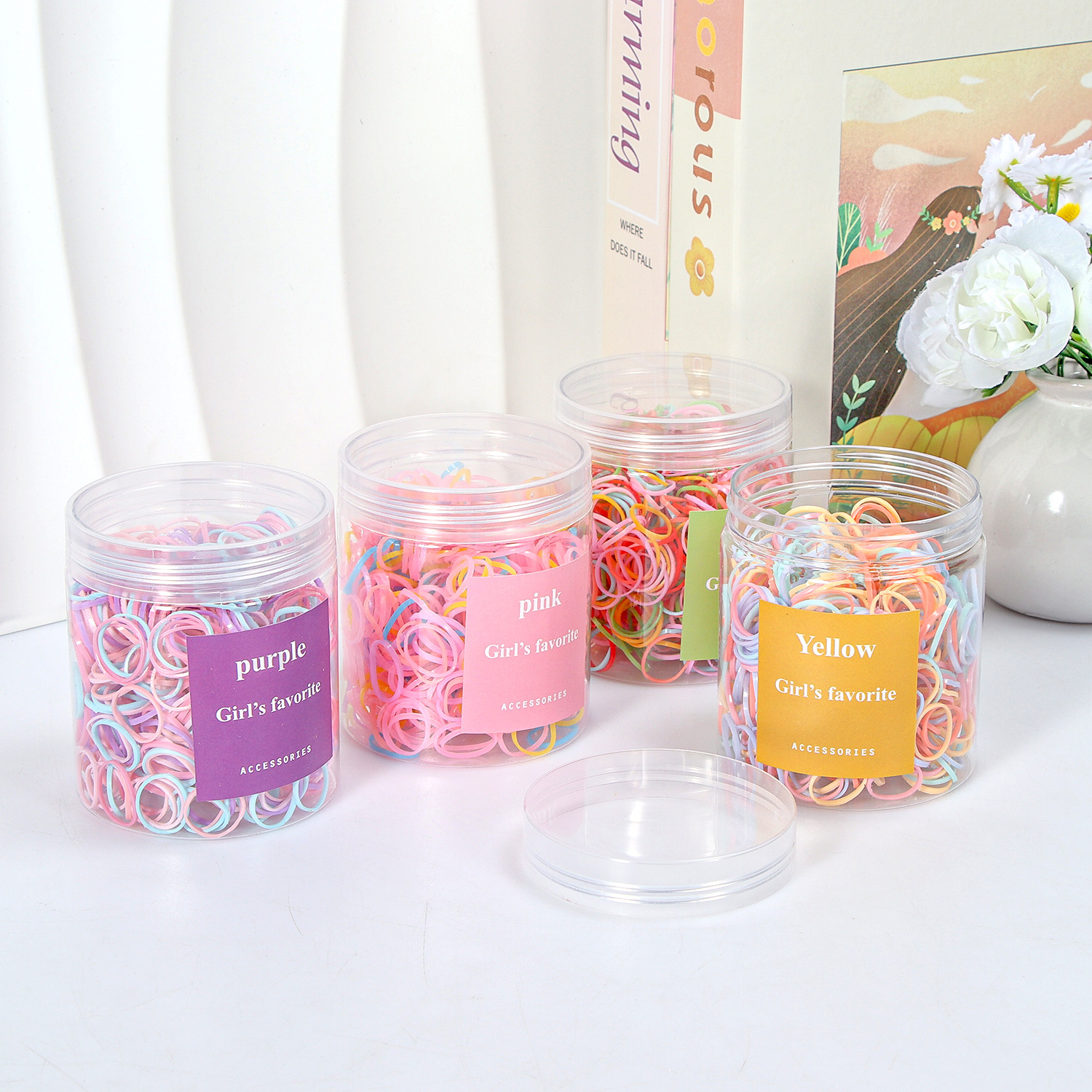 Banda de goma negra para niños, alto valor elástico, duradero, lazo para el cabello, no daña el cabello, anillo para el cabello de goma, accesorios para la cuerda para la cabeza, puesto