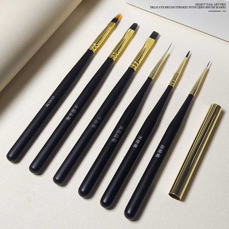 日本式ネイルペン6本のカラーブラシセットの光治療機能をスキャンして線を引いて花のカラーペンを描きます。|undefined