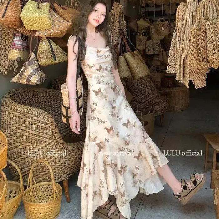 大衆のデザインの不規則な花の花の花の春夏の新型のワンピースは腰のスカートの気質を収めてビーチのロングスカートを掛けます。|undefined