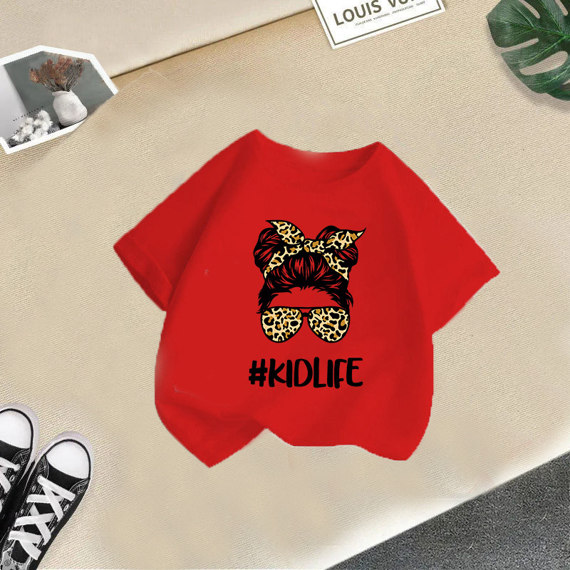 Ropa para niños transfronterizos 2024 verano nuevas camisetas de manga corta para niños y niñas tops de cuello redondo de moda bebé de media manga de algodón