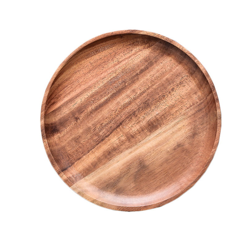 Placa de madera de acacia de estilo japonés bandeja de madera redonda creativa fruta seca postre plato de fruta placa de madera maciza vajilla