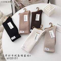 良木纺秋冬新款加厚女士中筒羊绒袜日韩系潮款学生运动羊毛袜批发