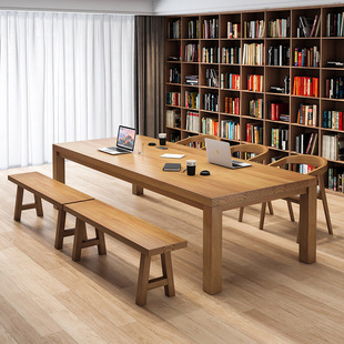 Pure Solid Wood Large Long Desk Training Institution Home Living Room Office Desk Large Board Workbench Study Table Calligraphy Table