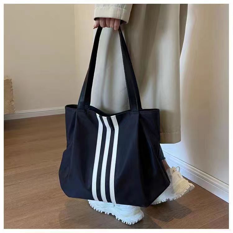 New Style Simple Striped Shoulder Bag Women's Fashionable Large Capacity Tote Bag Student Class Crossbody Bag Lightweight Storage