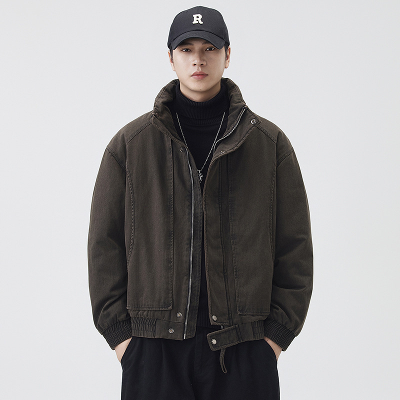 2025 otoño y invierno nuevo tipo de chaqueta de plumón hombre retro lavado en agua montaña chaqueta al aire libre Meichao chaqueta de vuelo de alta calle image 2