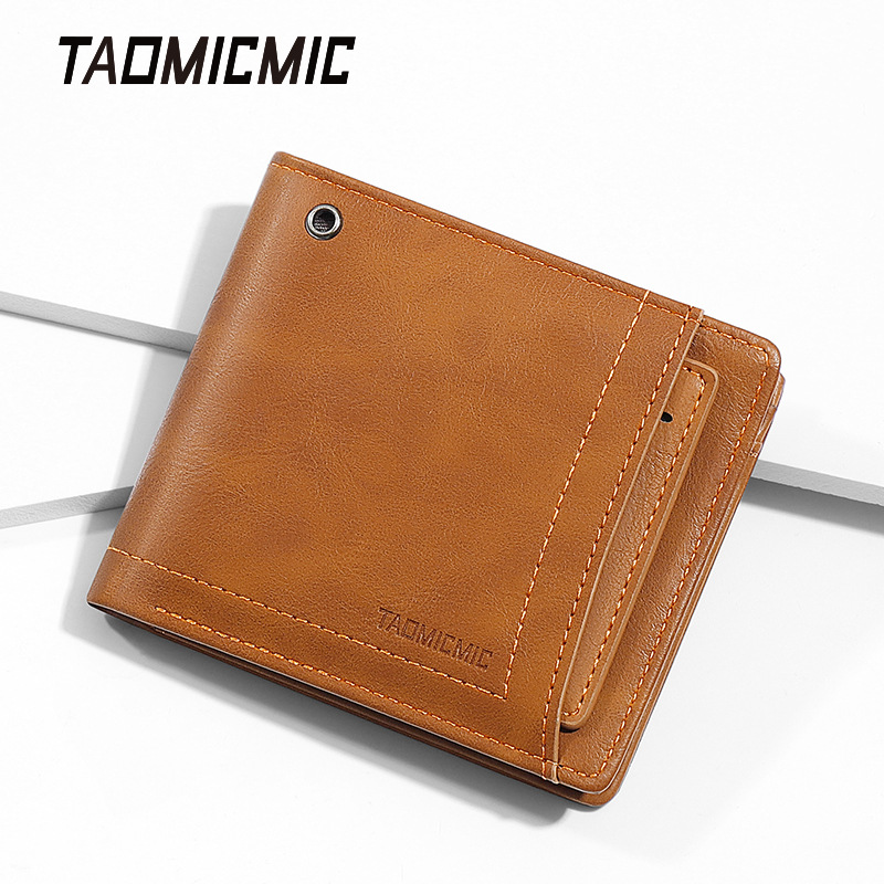 New Cross-Border Men's Multifunctional 80% off Short Wallet Japanese Multi-Card Slot Hand-Held Dollar Business Leather Wallet
