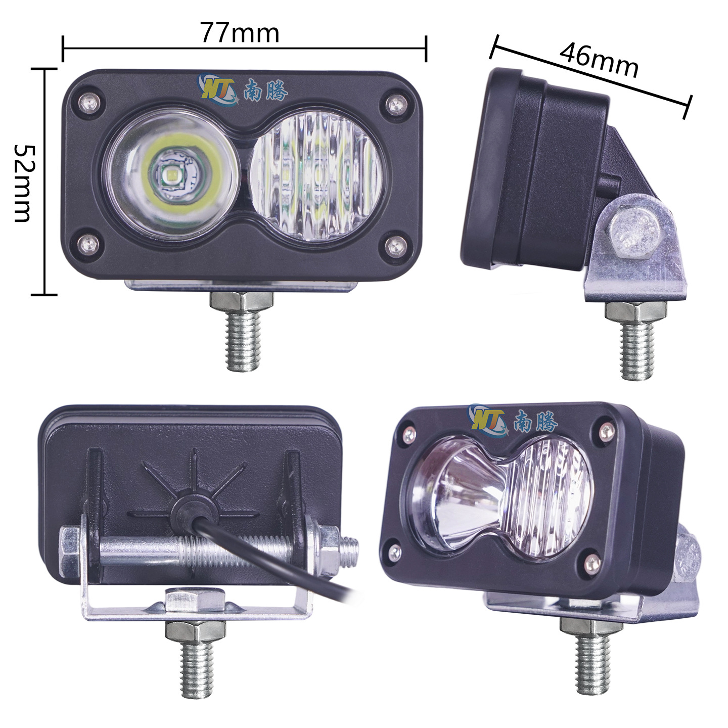 Luz de trabajo LED cuadrada de 3 pulgadas para coche, motocicleta, vehículo eléctrico, iluminación frontal, 20 vatios, transfronteriza, en stock.