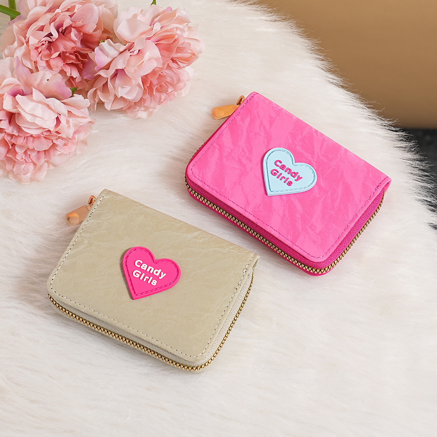 Nuevo cross-border cremallera billetera caramelo chica moda encantadora multi-tarjeta bolso de cambio de mujer cartera dulce clip corto