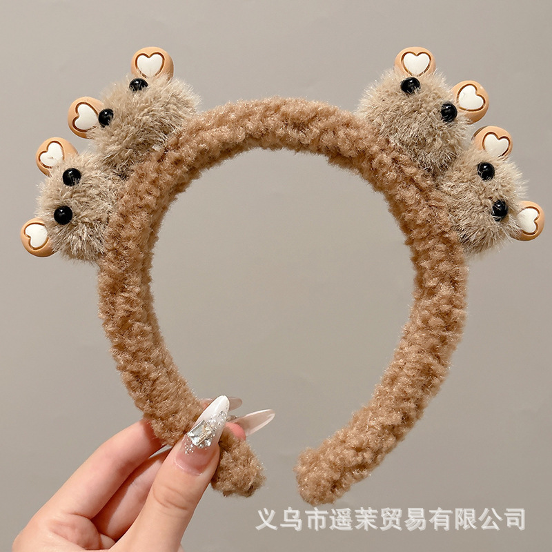 曲奇饼干洗脸发箍女2025新款毛绒压发头箍可爱发卡子防滑发捆头饰|undefined