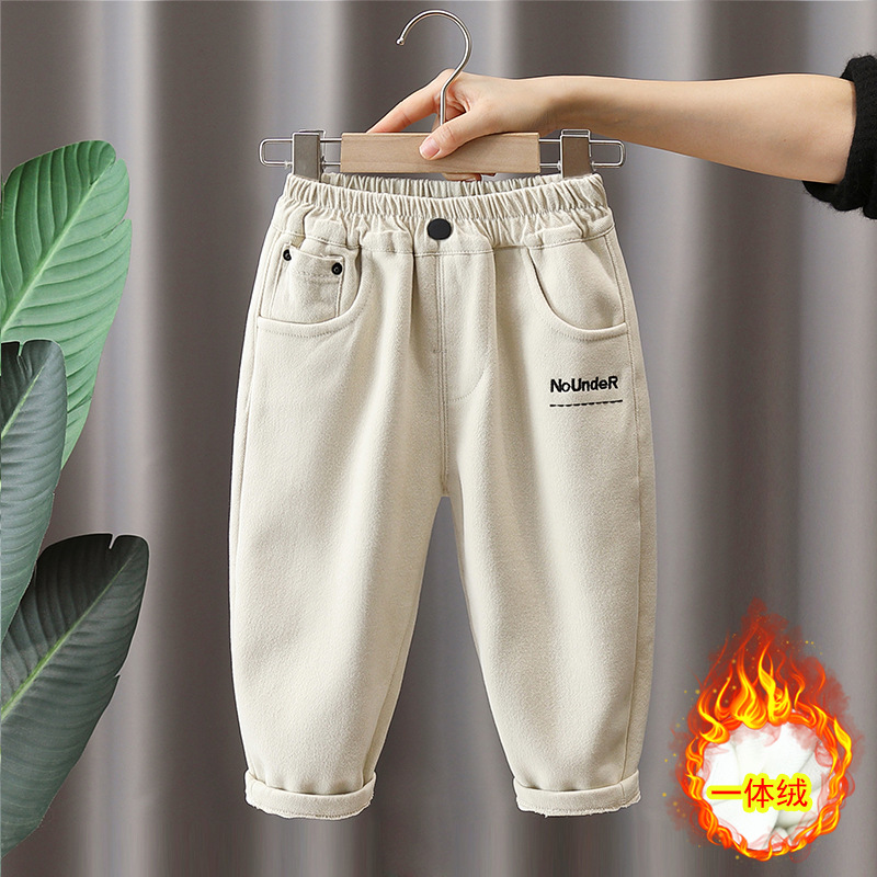 6632 pantalones de niño más terciopelo de una pieza otoño e invierno 4 terciopelo fino suelto 5 pies casuales de bebé monos para niños marea