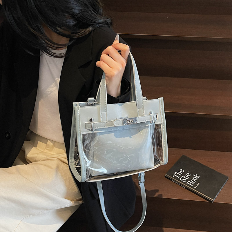 Cross-Border Transparent Tote Bag Handbag 2025 New Bag Women's Bag Elegant Western Style Popular Shoulder Bag Crossbody Bag