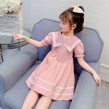 女童连衣裙2023新款网红儿童学院风公主裙夏季中童小女孩洋气裙子
