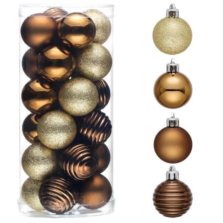 Barril transfronterizo de color bola de Navidad con forma de bola 4cm bola de plástico galvanizado colgante de decoración de árbol de Navidad