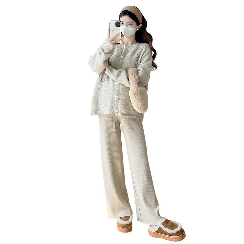 秋冬孕妇装新款韩版时尚秋冬外套孕妇长袖针织开衫女宽松毛衣外套|undefined