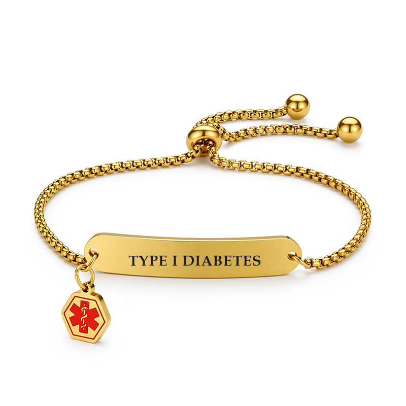 European and American Hot-Selling Stainless Steel Zipper Medical Bracelet, Simple and Fashionable DIY Engraved Custom Bracelet, Life-Saving Bracelet