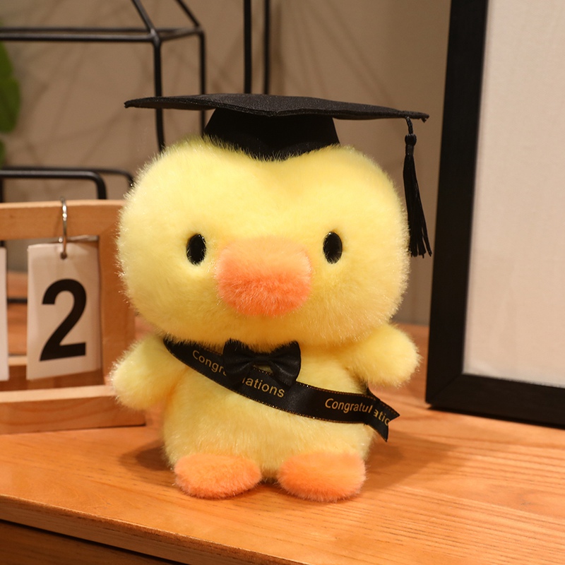Cute Dr. Pato muñecas juguetes de peluche muñecas de tela muñecas estudiantes regalos de graduación con logotipo