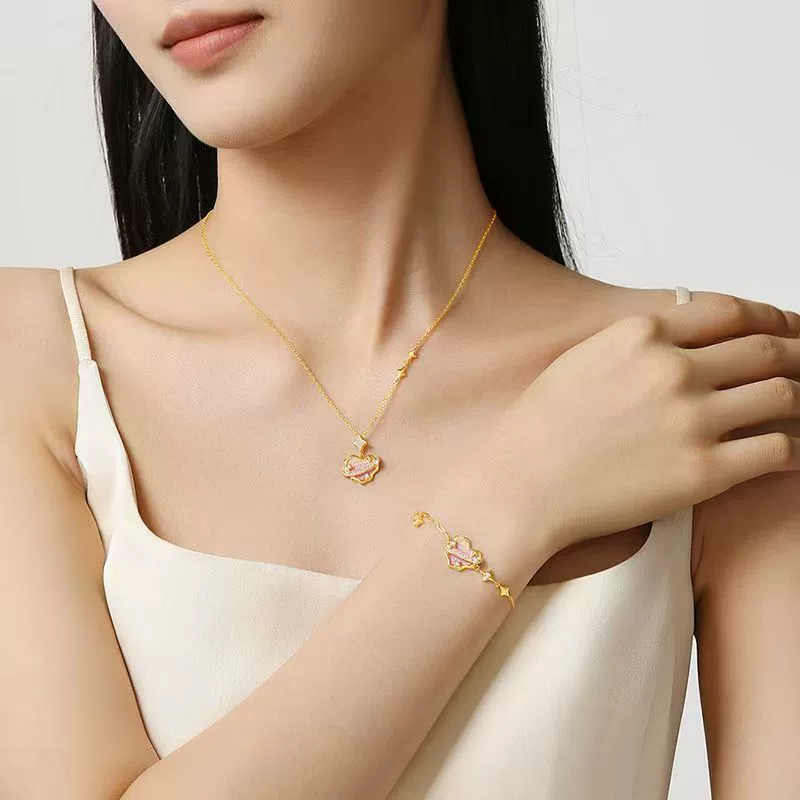 Золотой магазин, ожерелье в том же стиле s925, аксессуары для женщин, летнее сердце, циркон, секретная планета, высококачественные доступные роскошные ювелирные изделия
