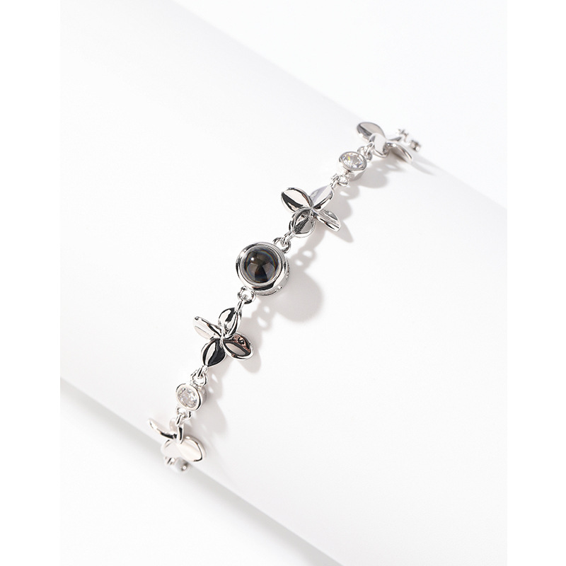 100 idiomas te amo proyección trébol 925 pulsera de plata esterlina luz femenina lujo nicho diseño regalo para novia