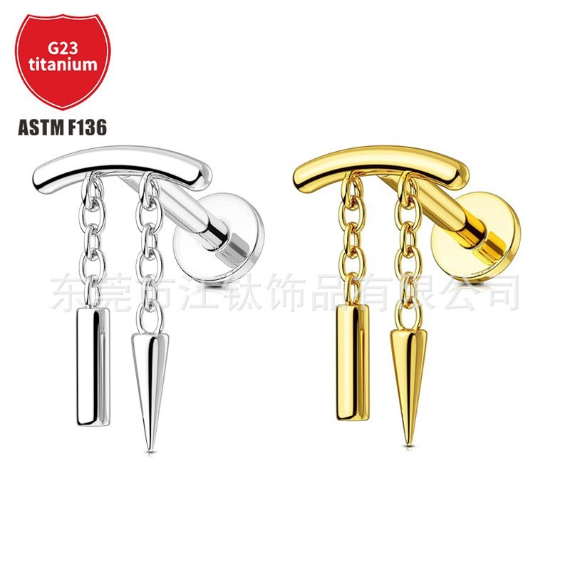 Pointed titanium steel lip stud product view