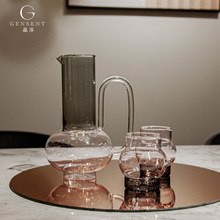 晶淳 粉色三件套北欧玻璃杯壶套装泡茶 高硼硅耐高温大容量1壶2杯