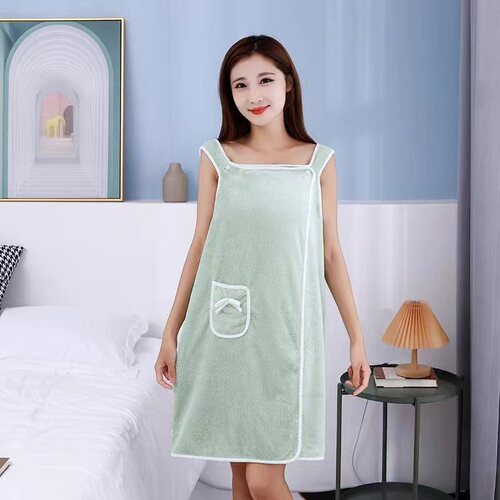 Wholesale wearable bath towel strap bath skirt coral fleece bath skirt soft absorbent thickening home use quick-drying bath skirt 