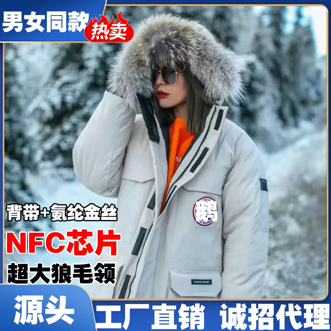 新款大鹅羽绒服08远征款加拿大同款狼毛外套男女中长款加厚派克服