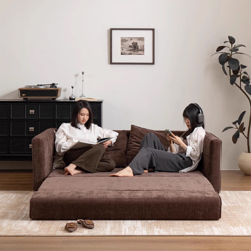 Medieval Style Compressed Sofa Folding Dual-Purpose Sofa Bed Small and Medium-Sized Living Room Multi-Functional Sitting and Sleeping Integrated Roll-Up Sofa