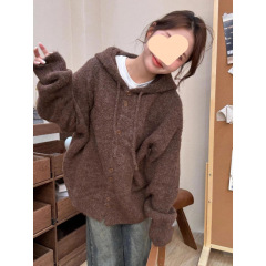 连帽毛衣开衫女秋冬季加厚韩系穿搭宽松慵懒风针织衫外套软糯上衣