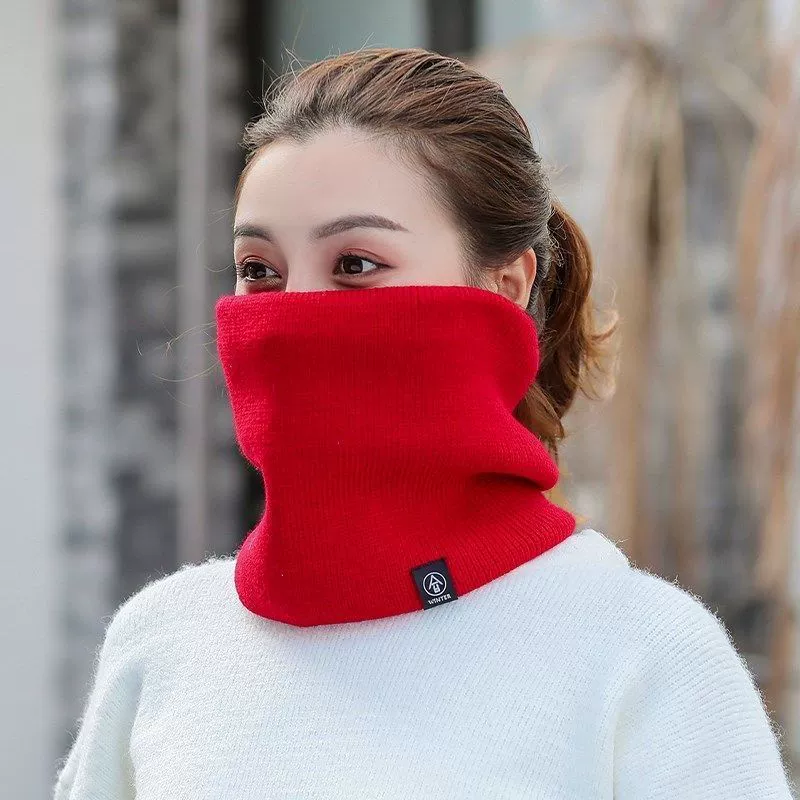 Зимний шарф для мужчин и женщин, шерстяная маска, связанная отложная воротничок, с защитой шеи