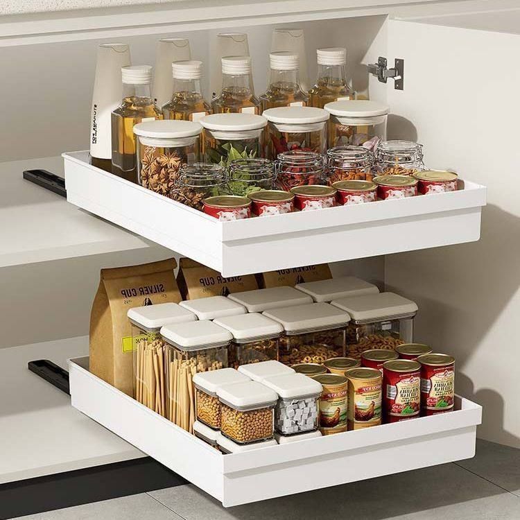 Kitchen-Specific Drawer-Type Storage Rack Cabinet Storage Box Can Slide and Layer to Save Space Artifact Pull-Out Storage Box