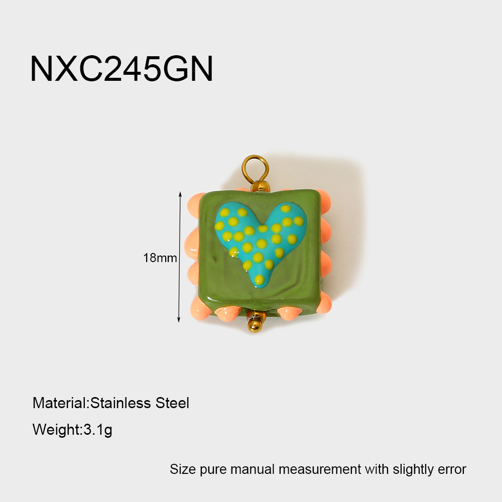 2g Weight PVD Coated Gold Plating Process Pendant Jewelry Making Type 22*20MM Jewelry Making Size 1 Piece Quantity 304 Stainless Steel, Glass Material Color Block, Heart Shape, Fish Pattern Cute, Sweet Style Irregular Craft 1 Piece 22*20MM 304 Stainless Steel Glass Color Block Heart Shape Fish Polished Pendant DIY Ornament Accessories 1