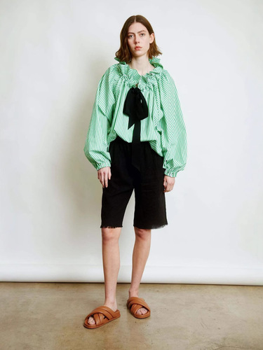 Elegant temperament, contrasting color striped shirt, women's autumn and winter new products, commuting casual, all-matching, Korean loose