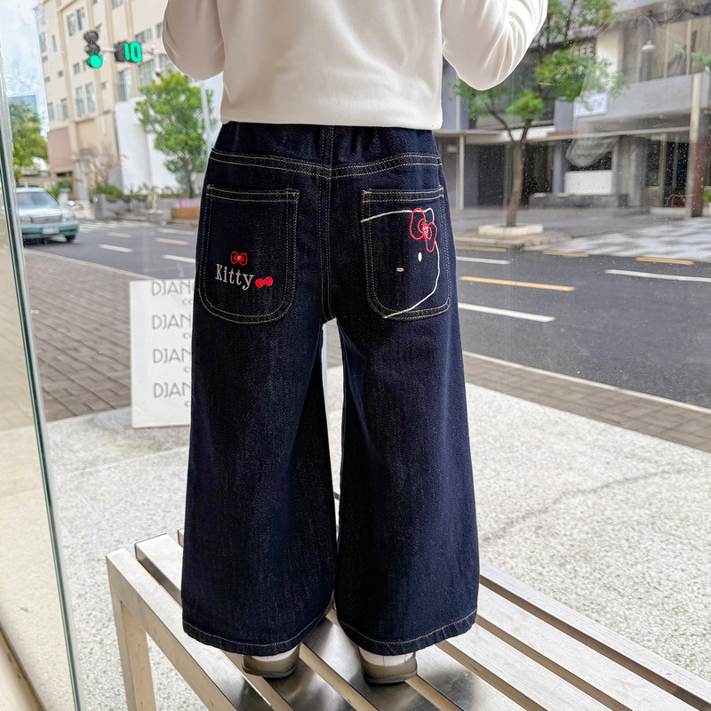 女童裤子儿童2025新款春秋牛仔裤中小童洋气百搭时髦直筒牛仔长裤|undefined