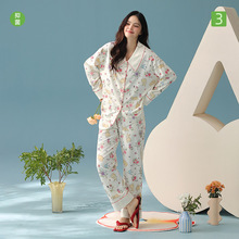 【抗菌新疆棉】法式兔子花园秋季睡衣女士长袖纯棉A类睡衣家居服