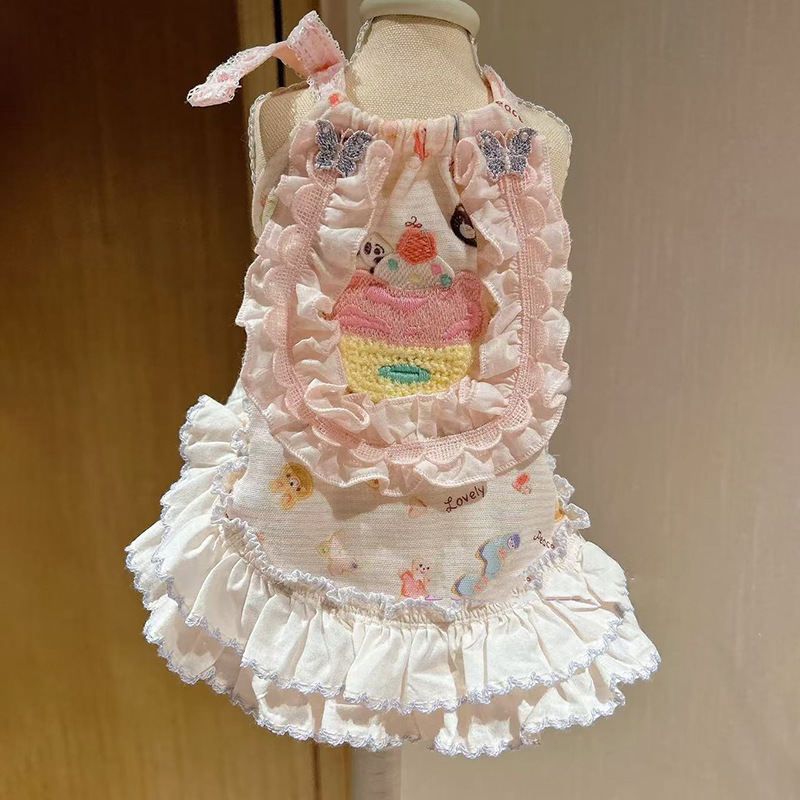 Vestido de princesa em renda para cães bichon yorkie verão_voghion.com